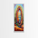 Ocean Portal, Geode Shell, Dreamy, Surreal Beach Art, Framed Canvas Print, Boho Bedroom Decor, Psychedelic Coastal Wall Art