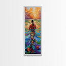 Woman Water, Sunset, Canvas Print, Bohemian Abstract Wall Art, Feminine Bedroom Decor, Sunset Painting, Vibrant Beach Vibes