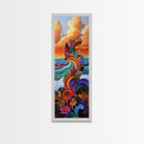 Wave Leaves, Sunset, Canvas Print, Abstract Ocean Wall Art, Bright Boho Decor, Living Room Seascape, Coastal Nature Painting