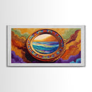 Ocean Portal View, Nautical Fantasy Frame, Abstract Beach Art, Canvas Print, Eclectic Living Room Decor, Surreal Coastal Artwork
