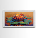 Lotus Lily, Pond, Zen, Canvas Print, Meditative floral wall art, zen home office decor, vibrant water lily boho art, yoga room painting