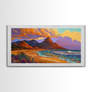 Mountain Desert, Beach, Sunset, Vibrant Desert Mountain Canvas Print, Colorful Southwest Wall Art, Living Room Fall Landscape