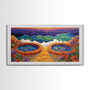 Hot Tubs, Ocean, Sunset, Waves, Framed Canvas Print, Seaside spa art, whimsical coastal print, boho beach bathroom art, spa decor