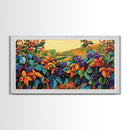 Grapes Harvest, Vineyard, Autumn, Framed Canvas Print vibrant fall kitchen wall art, farmhouse harvest decor, vineyard fruit painting