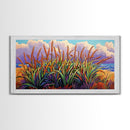 Wheat Grasses, Coastal, Sunrise, Canvas Print rustic boho kitchen wall art, country field beach decor, nature inspired autumn artwork