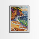 Coastal Sunset, Waves, Color, Canvas Print, Vibrant seascape art, beach house wall décor, boho ocean scene, bathroom wall art