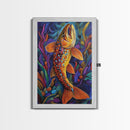 Trout Fish, Underwater, Nature, Framed Canvas Print, fishing cabin decor, wildlife art, nature lover gift, colorful lake house wall art
