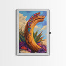 Driftwood, Woven Textile, Desert Sky, Framed Canvas Print, rustic wall art, southwest decor, colorful boho style, Entryway Wall Art