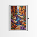 Desert Oasis, Wildflower Stream, Canyon Art, Boho Decor, Eclectic Home Style, Kitchen Wall Art, Canvas Print, Colorful Nature Painting