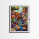 Tree Roots Water, Forest Creek, Vibrant Flora, Nature Beauty, Framed Canvas Print, Office Wall Art, Botanical Decor, Whimsical Art