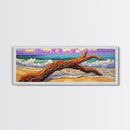 Driftwood Beach, Ocean Wave Art, Coastal Wall Art, Framed Canvas Print, Nature Home Decor, Relaxing Bathroom Art, Bedroom Art