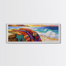 Ocean Blanket Painting, Sunset Coastline Scene, Canvas Print, Coastal Boho Wall Art, Bedroom or Beach House Decor