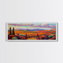 Mountain Sunset View, Western Hillside, Country Valley Gate, Framed Canvas Print, Fall Landscape Art, Rustic Farmhouse Decor