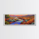 Autumn River Landscape, Colorful Nature Scene, Southwest Wall Art, Framed Canvas Print, Fall Living Room Decor, Warm Tones