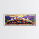 Colorful Shell Art, Coastal Mountain Decor, Ocean Nature Vibes, Beach Shell Wall, Framed Canvas Print, Living Room Coastal Boho Art