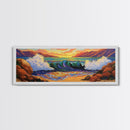Ocean Power Crash, Colorful Seaside Painting, Bold Wave Art, Framed Canvas Print, Coastal Wall Decor, Beach House Living Room Style