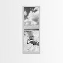 Ocean View Chair, Sandy Dunes, Seaside Retreat, Minimalist Beach, Calm Vibes, Framed Canvas Print, Bedroom Wall Art, Coastal Cottage Style