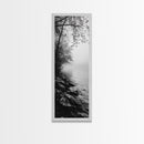 Lakeside Mist, Rocky Shoreline, Tranquil Forest, Framed Canvas Print, Peaceful woodland wall art, Fall neutral decor, Nature themed office print