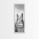 Rustic Dock, Peaceful Lake, Minimal Landscape, Black and White Art, Canvas Print, Tranquil Nature Scene, Entryway Art, Bedroom Wall Art