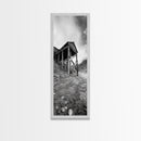 Abandoned Mine, Wooden Structure, Desert Scene, Western Vibes, Black and White Canvas Print, Industrial Rustic Living Room Wall Art