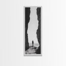 Lone Cowboy, Cliff View, Western Vibes, Silhouette Minimalist, Framed Canvas Print, Farmhouse Wall Art, Masculine Desert Decor
