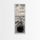 Rusted Pipe Beach, Industrial Coastal Vibe, Grunge Seascape, Framed Canvas Print, Urban Loft Art, Bathroom Wall Art, Office Wall Art