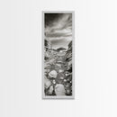Rocky Coast Path, Serene Ocean View, Minimalist Nature, Framed Canvas Print, Neutral Tones, Beach Art, Hallway Wall Decor, Coastal Home Vibe