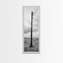 Utility Pole, Coastal Wires, Industrial Sky, Power Lines, Framed Canvas Print, Minimalist Photography, Loft Wall Art, Urban Decor