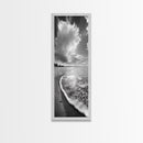 Morning Beach, Shoreline Foam, Coastal Tranquility, Sunrise Horizon, Canvas Print, Beach Wall Art, Bathroom Decor, Seaside Vibes