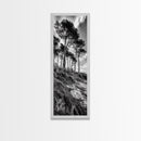 Windy Pines, Cliff Edge, Tree Silhouettes, Canvas Print, Moody Forest Photography, Rustic Cabin Wall Art, Autumn Living Room Decor