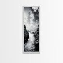 Waterfall Rocks, Mountain Mist, River Flow, Canvas Print, Black And White Landscape Art, Nature Bedroom Decor, Zen Retreat Wall Piece