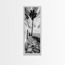 Coastal Palm Tree, Rustic Seaside Wall Art, Mediterranean Courtyard Print, Tropical Summer Decor, Framed Canvas Print, Kitchen Art