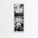 Water Lily Pond, Serene Botanical Art, Peaceful Garden Wall Decor, Zen Nature Print, Spa or Bedroom Accent, Framed Canvas Print