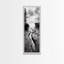 Coastal Crevice, Ocean Stream, Moody Nature, Rugged Beauty, Framed Canvas Print, Minimalist Beach Wall Art, Bedroom Art, Entryway Decor