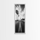 Coastal Highway, Palm Trees, Dramatic Sky, Framed Canvas Print, Modern Beach Photography, Office Decor, Urban Boho Art, Nature Lover Gift