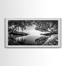 Tropical Shore Trees, Ocean Lagoon Stillness, Peaceful Island Cove, Canvas Print, Bathroom Wall Art, Minimalist Coastal Vibe, Cabin Decor