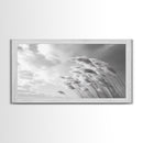 Windswept Grass, Minimal Nature, Calm Sky, Neutral Art, Framed Canvas Print, Bedroom Wall Art, Scandinavian Decor, Peaceful Pastel Tones