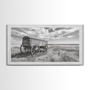 Prairie Wagon, Western Landscape, Old West Photography, Framed Canvas Print, Farmhouse Entryway or Rustic Fall Living Room Art