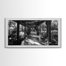 Serene Garden Pathway, Nature Tunnel Walk, Tropical Jungle Scene, Framed Canvas Print, Minimalist Art, Living Room Wall Decor
