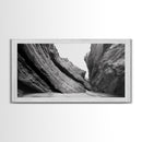 Canyon Rocks, Desert Wall, Natural Texture, Modern Rustic Decor, Framed Canvas Print, Bathroom Wall Art, Monochrome Earth Tones