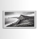 Cliffside Shoreline, Coastal Landscape Art, Ocean Horizon Scene, Canvas Print, Living Room Wall Art, Modern Seaside Minimalist Decor