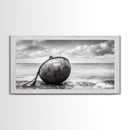 Weathered Buoy, Nautical Rope, Coastal Still Life, Beach Found Object, Framed Canvas Print, Beach House Art, Bathroom Wall Decor
