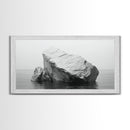 Iceberg Art, Arctic Calm, Winter Minimalism, Ocean Glacier Scene, Framed Canvas Print, Modern Wall Art, Minimalist Bedroom Decor