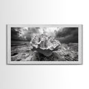 Coral Texture, Ocean Storm, Dramatic Sky, Sea Fossil, Framed Canvas Print, Coastal Nature Art, Fall Entryway Wall Decor, Cabin Wall Art