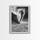 Tornado Beach Scene, Stormy Skies, Black and White Drama, Nature Photography, Framed Canvas Print, Office Wall Art, Moody Minimalist Decor