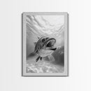 Underwater Fish, Ocean Predator, Aquatic Wildlife, Canvas Print, Bathroom Wall Art, Coastal Nautical Decor, Marine Photography