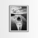 Kayak Lake View, Serene Water Landscape, Outdoor Adventure Art, Canvas Print, Cabin Wall Decor, Nature Lover Gift, Minimalist Water Art