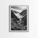 Foggy Mountain Valley, Nature Escape, Serene Wall Art, Framed Canvas Print, Adventure Photography, Cabin Autumn Decor