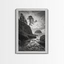 Seastack View, Dramatic Cliff, Ocean Rock Formations, Coastal Drama, Framed Canvas Print, Living Room Wall Art, Natural Scenic Decor