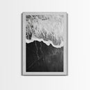 Wave Edge, Cracked Earth, Tide Meets Stone, Nature Contrast, Canvas Print, Abstract Ocean Art, Minimalist Wall Decor, Bathroom Artwork
